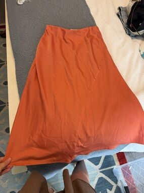 a new day Rust Orange Flowy Maxi Skirt